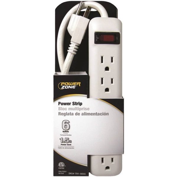 Powerzone Strip 6Out Cirbrkr18In Crd Wht OR801118